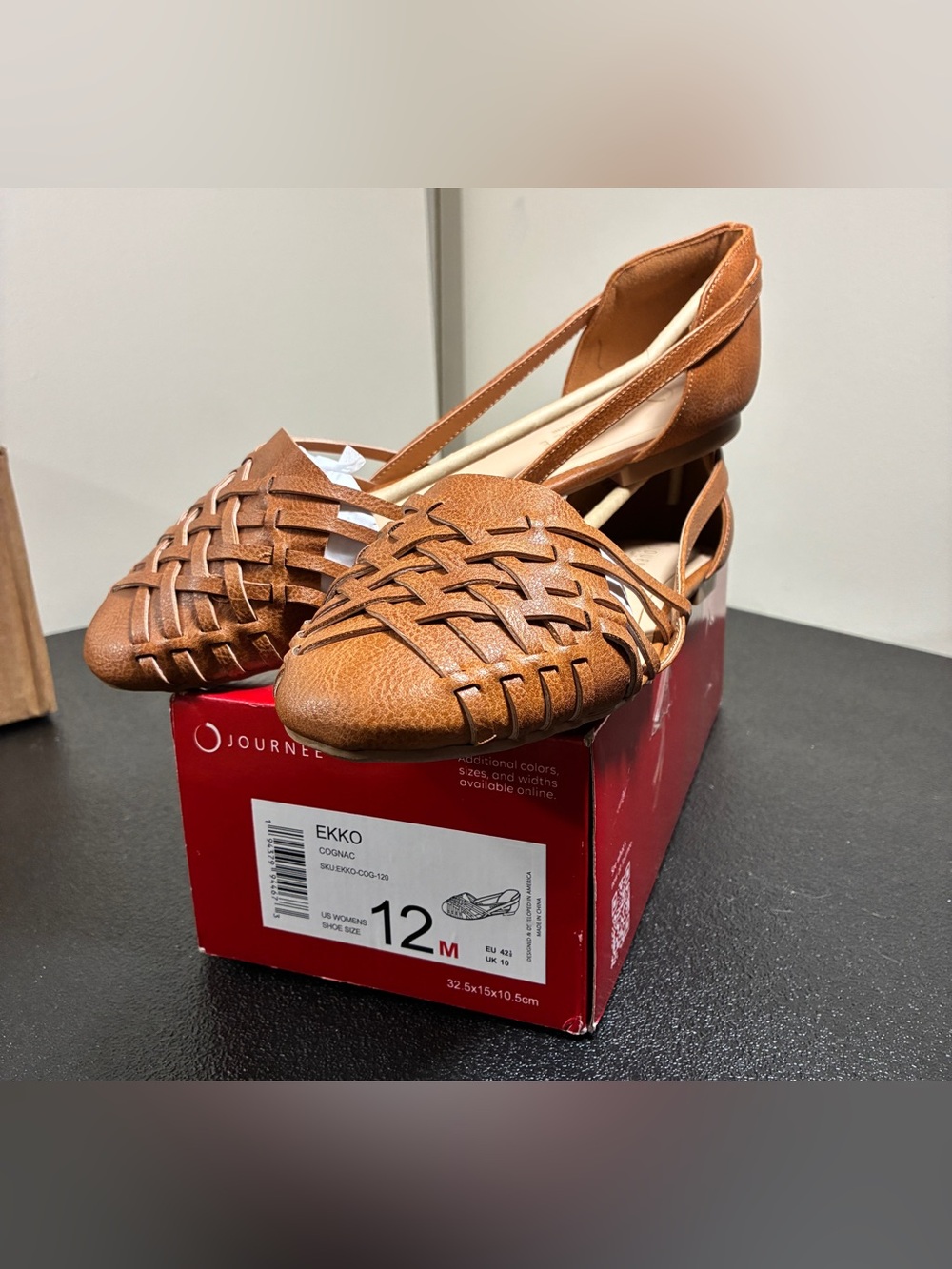 Journee Collection Woven D'Orsay Flat in Cognac
